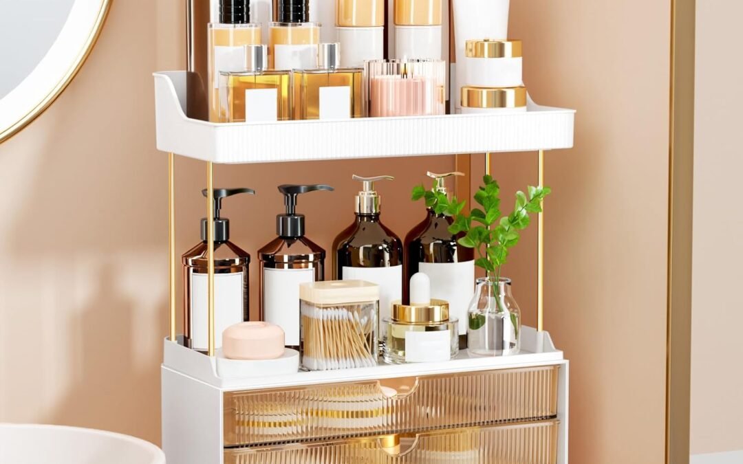 OEM ODM 3 Drawers Makeup Organizer – 5 Tier Bathroom Organizers and Storage, Versatile Perfume Vanity Organizer, Ideal for Cosmetic, Large Skincare, Face Mask, Office Supplies, Amber Factory & Wholesale Supplier