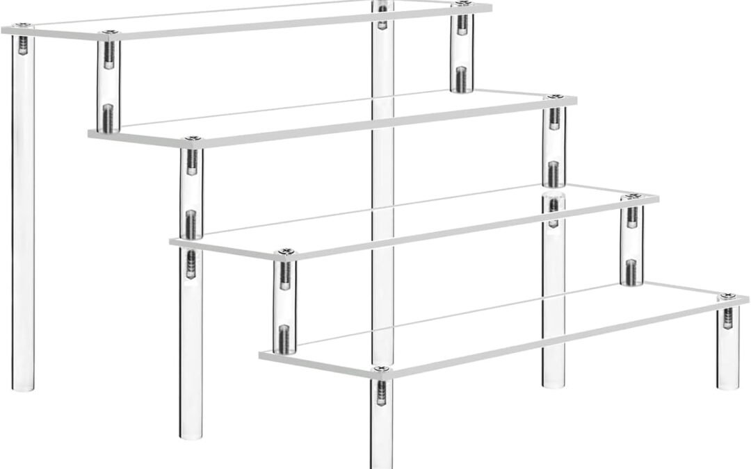 OEM ODM Acrylic Display Risers, 4-Tier Clear Perfume Organizer Stand, Cupcake Display Holder, Large Shelf Riser for Figures, Dessert Stand for Parties, Multi-Purpose Decoration and Organizer Factory & Wholesale Supplier
