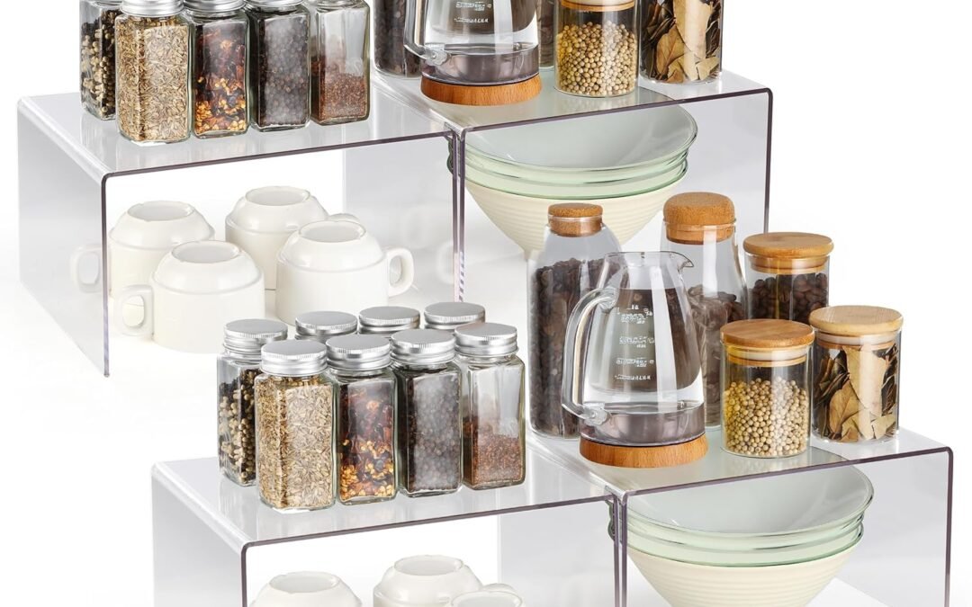 OEM ODM Acrylic Kitchen Cabinet Organizer Shelf, Spice Rack, Plate and Cupboard Storage Riser, Versatile Pantry Shelf, Durable Clear Countertop Organizer for Home and Kitchen(4 PCS) Factory & Wholesale Supplier