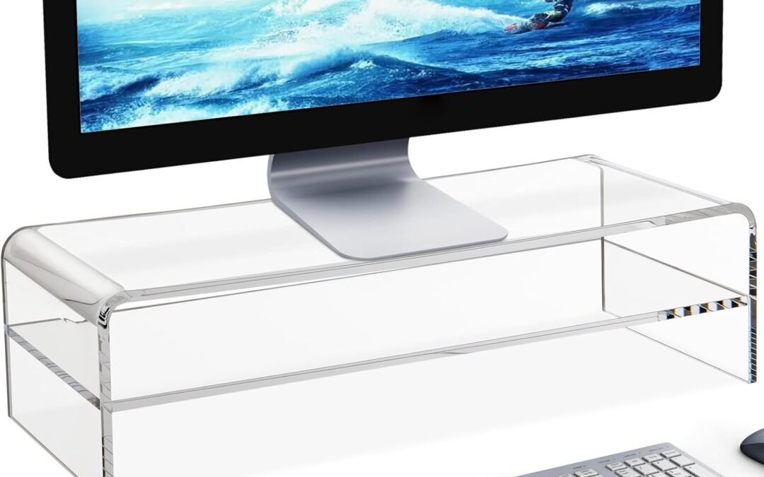 OEM ODM Acrylic Monitor Stand, 20in Premium Large Acrylic Laptop Stand for Home, Office, Business, 2 Tiers Computer Monitor Riser for Keyboard Storage, Multi-Media Laptop, Printer, TV Srceen Factory & Wholesale Supplier