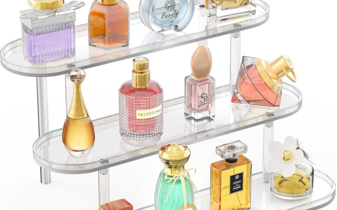 Acrylic Risers Display Stand, Clear Perfume Organizer, Clear Cupcake Stand Holder, Dessert Display for Party, Display Shelf for Cologne Skincare 𝐚𝐦𝐢𝐢𝐛𝐨 Funko-POP Figure Collection