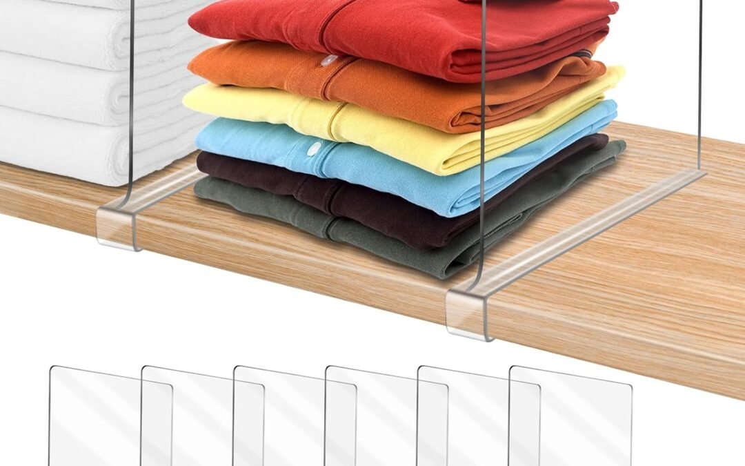Acrylic Shelf Dividers for Closet Organization 6PCS Closet Shelf Divider Closet Dividers for Shelves Shelf Organizer for Closet Shelf Organizer for Wood Closet Separator Clear