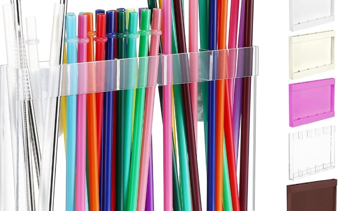 OEM ODM Acrylic Straw Holder with Double Sided Adhesive Tape Reusable Tumbler Straw Organizer Storage Container for Counter Cabinet Cupboard Kitchen(Transparent) Factory & Wholesale Supplier