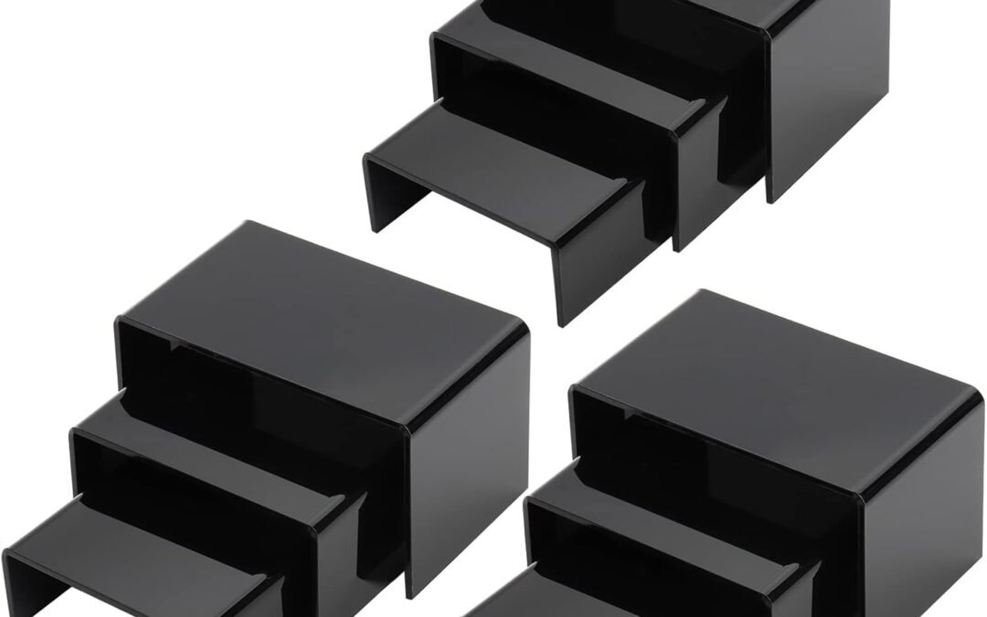 OEM ODM Hedume Set of 9 Black Acrylic Display Risers, Jewelry Display Riser, Product Display Stand for Figures, Buffets, Dessert, Cupcakes, Candy, Jewelry and Collectibles Factory & Wholesale Supplier