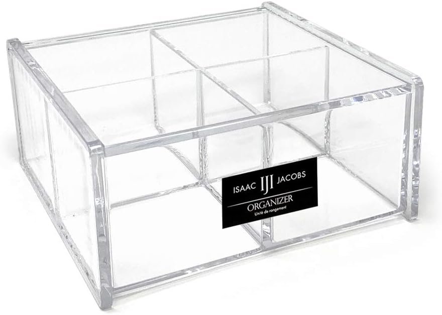 OEM ODM Isaac Jacobs 4-Compartment Square Clear Acrylic Organizer with Lid (5.75″ L x 5.75″ W x 2.75″ H), Multi-Sectional Tray, Stackable, Storage Solution for School, Craft, Office Supplies, Kitchen & More Factory & Wholesale Supplier