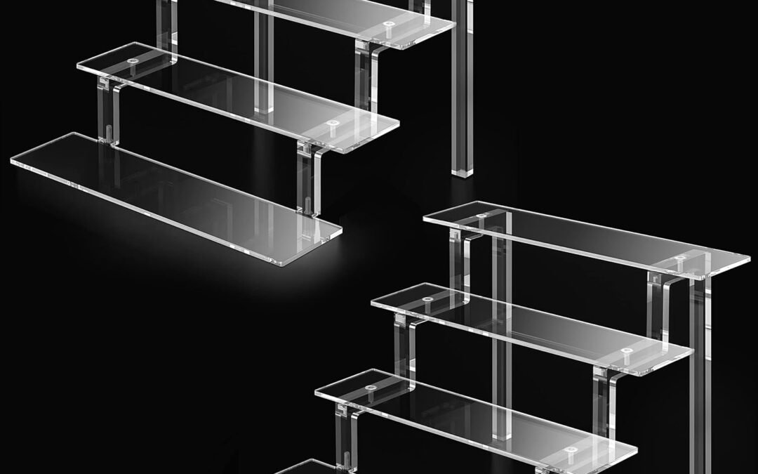 OEM ODM Kcrystenia Acrylic Display Stands Risers, 9”Clear Perfume Organizer Stand Shelf, 4 Tier Acrylic Risers for Display Decorative Perfume Makeup Nail Polish Dessert (2 Pack) Factory & Wholesale Supplier