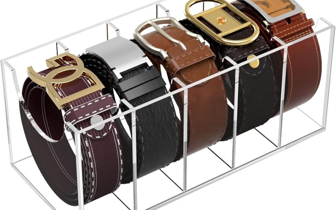 OEM ODM NIUBEE Belt Organizer, Acrylic Belt Storage Holder for The Closet, 5 Compartments Display Case for Tie and Bow Tie Factory & Wholesale Supplier