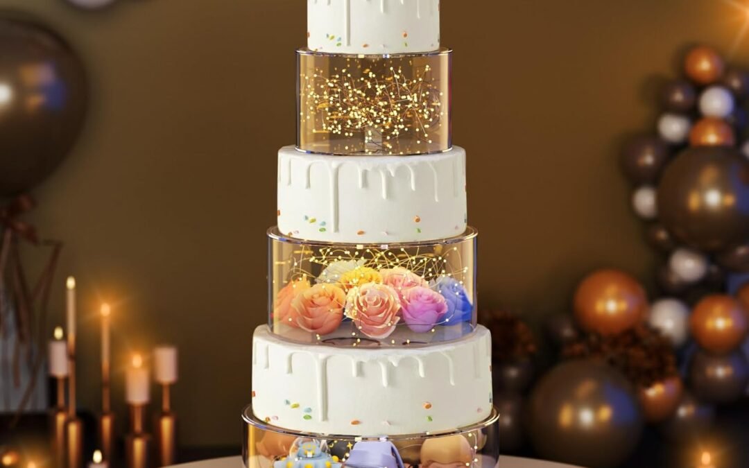 OEM ODM NPPLUS 3 Pcs Acrylic Cake Stand with lid, Clear Fillable Cake Tier, Round 3 Tier Cylinder Display Riser Display Box for Wedding Birthday Party Holiday Display Factory & Wholesale Supplier