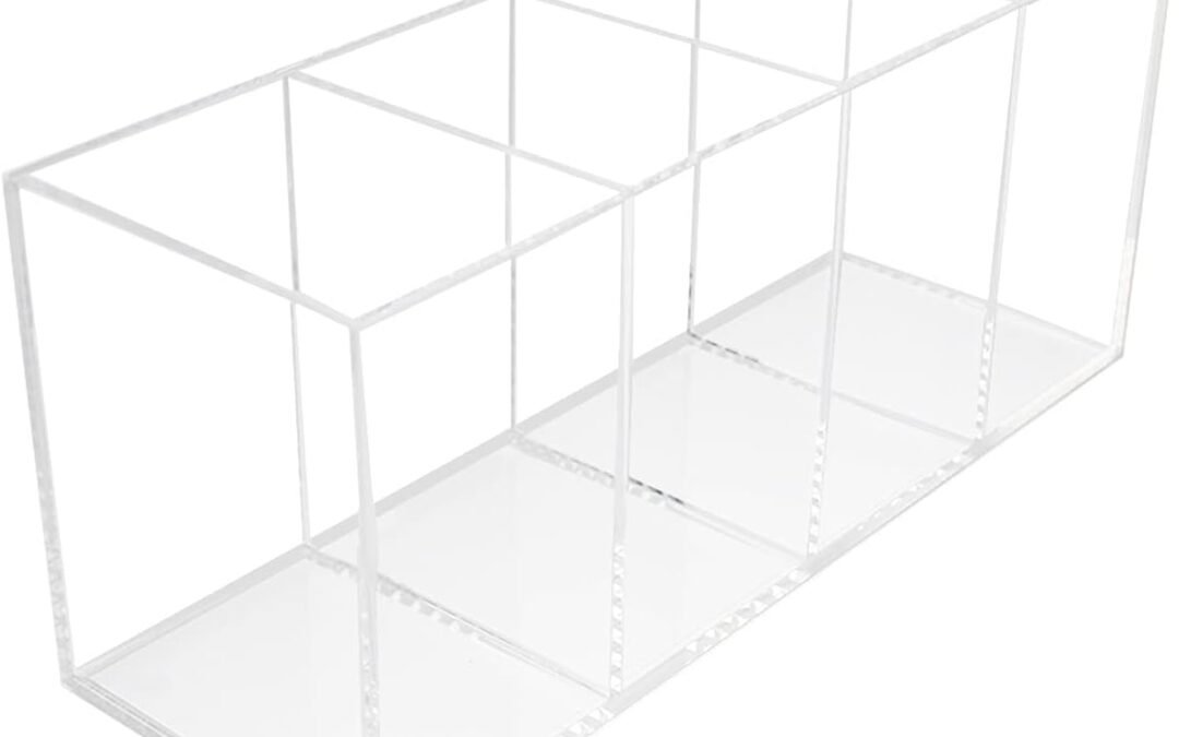 OEM ODM QPEY Acrylic Pen Holder 4 Compartments,Clear Pen Holder Organizer Makeup Brush Holder for Office Desk Accessories,Cosmetic Brush Storage Box,Dorm,Bathroom,Kitchen (Clear) Factory & Wholesale Supplier