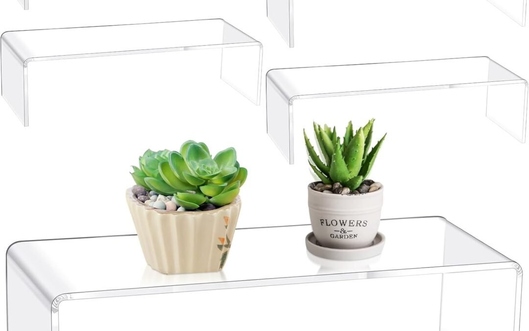 OEM ODM Shellwei 4 Pcs Acrylic Display Stand 12” x 5” x 3.3” Rectangular Clear Cupcake Holder Large Shelf Risers for Figures, Dessert Shelves for Party, Risers Stands for Decoration and Organize Factory & Wholesale Supplier