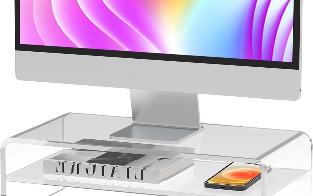 OEM ODM Sinboun Acrylic Monitor Stand Riser, 16 inch Acrylic Monitor Stand, 2-Tier Clear Riser for Laptop PC Printer, Computer Monitor Stand with Extra Storage Space Home Office (S-C-MSR) Factory & Wholesale Supplier