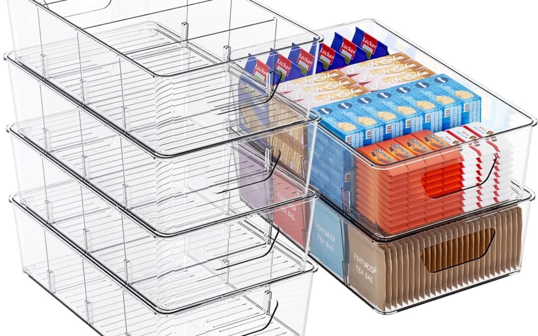OEM ODM Stackable 6 Pack Snack Organizer for Pantry Shelf,Clear Pantry Organizers and Storage Bins for Fridge,Office,Cupboard,Plastic Pantry Snack Organizer For Breast Milk,Tea Bag,Food Storage Containers Factory & Wholesale Supplier