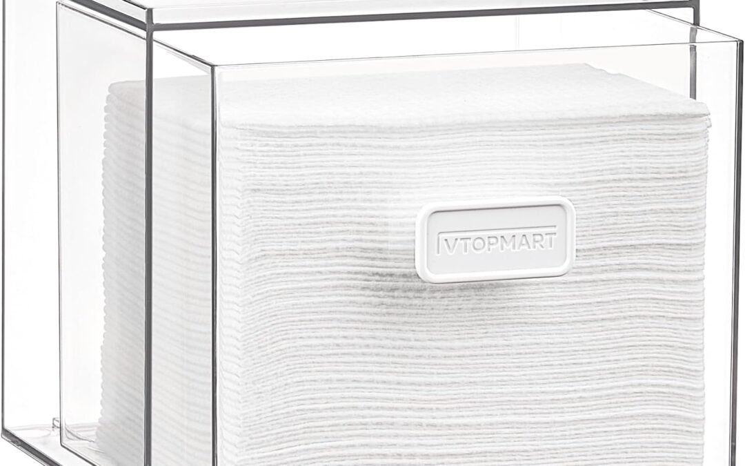 Vtopmart Disposable Facial Towels Storage Drawer Compatible with Clean Skin Club Towel XL,Acrylic Box Hold 50 Count,Stylish and Functional Bathroom Accessory for Coutertop Organization