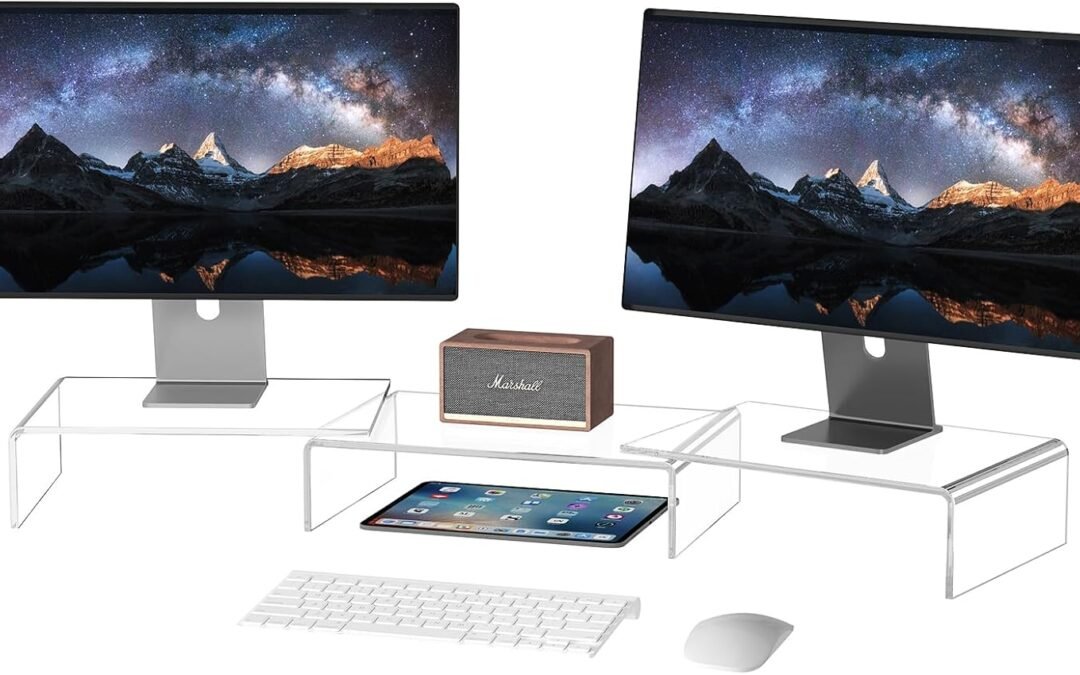 OEM ODM X-cosrack Acrylic Monitor Stand Riser,Dual Monitor Stand with Adjustable Length and Angle,3 Shelf with Anti-Slip Mat for Laptop, Computer, PC, Printer,TV Screen Factory & Wholesale Supplier