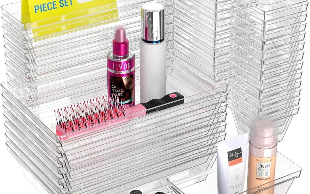 OEM ODM YAN & HIN Set of 45 Stackable Non-Slip Acrylic Organizers for Organization and Storage -4 Sizes Cabinet Organizer for Makeup Tray, Kitchen Drawer Organizer, and Desk Drawer Organizer Factory & Wholesale Supplier