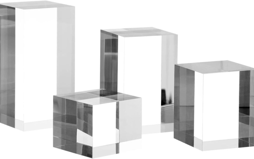 Wholesale Clear Polished Acrylic Cube Cylinder Round Photo Props, Transparent Solid Acrylic Display Blocks for Photography Boutique Jewelry Cosmetic Crafts Closet Show, 4 Pcs (Transparent Cube) Factory & Supplier OEM ODM