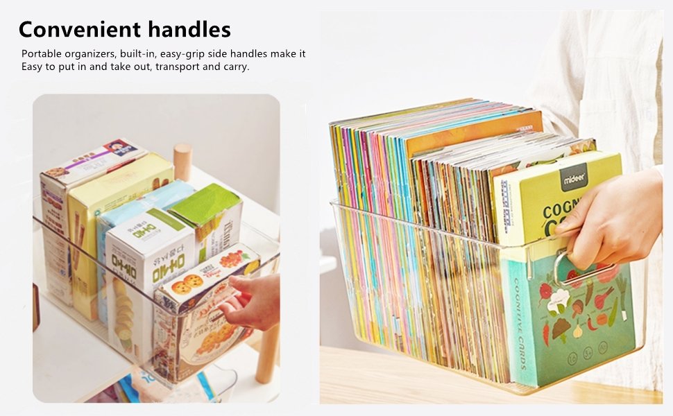 oem odm set of 8 clear plastic storage bins, pantry organization and storage, transparent, plastic, 4 small + 4 large factory & wholesale supplier