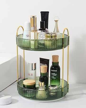 oem odm aveniee rotating makeup organizer for vanity, 3 tier perfume skincare organizers and storage for bathroom countertop, clear spinning counter cosmetic holder for dresser (white) factory & wholesale supplier
