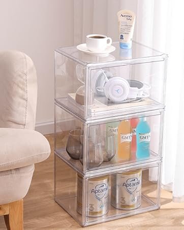 oem odm xxx-large clear acrylic display case boot shoe storage boxes with an adjustable divider,2 pack 2 tiers clear plastic stackable storage bins with lids big display acrylic box with magnetic door factory & wholesale supplier