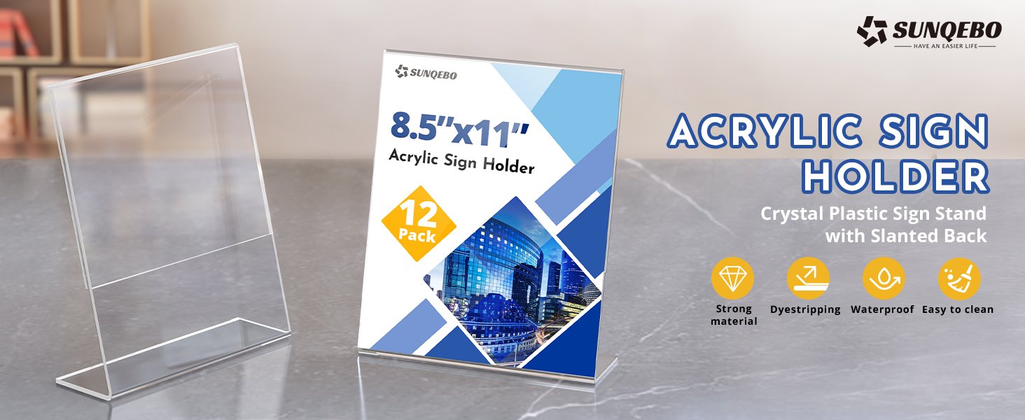 wholesale 12 pack acrylic sign holder 8.5 x 11, clear desktop acrylic display stands, l shape sign holder, plastic flyer stand for displaying posters picture flyers menu factory & supplier oem odm