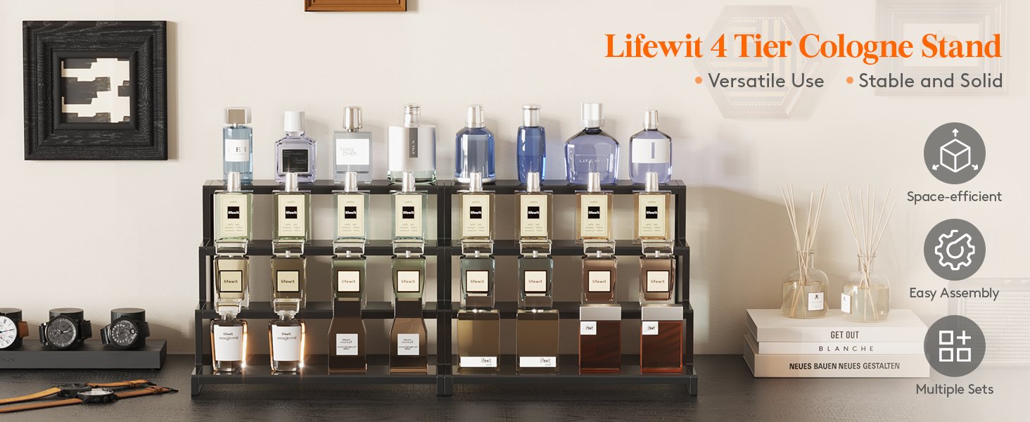 wholesale lifewit plastic 12 inch dark cologne stand, step perfume organizer,versatile display stand shelf for fragrance, skincare, figurine, dessert, use for vanity, tabletop, cabinet,1 set factory & supplier oem odm