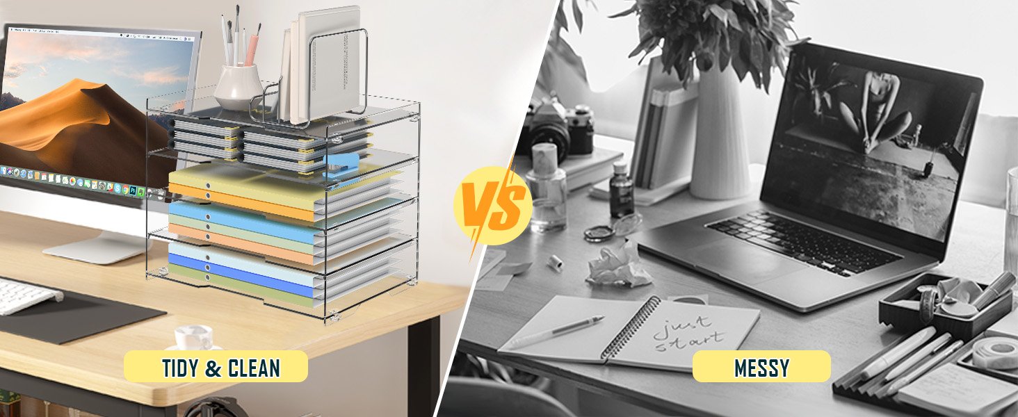 oem odm kku 5 tier clear acrylic desk organizer - letter tray paper file desk organizer and accessories for office supplies factory & wholesale supplier
