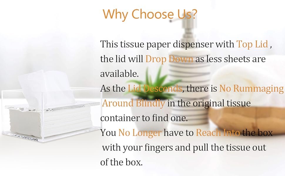 oem odm sanrui clear acrylic facial tissue box cover holder with 8mm top lid rectangle napkin dispenser organizer for bathroom, kitchen and office desk factory & wholesale supplier