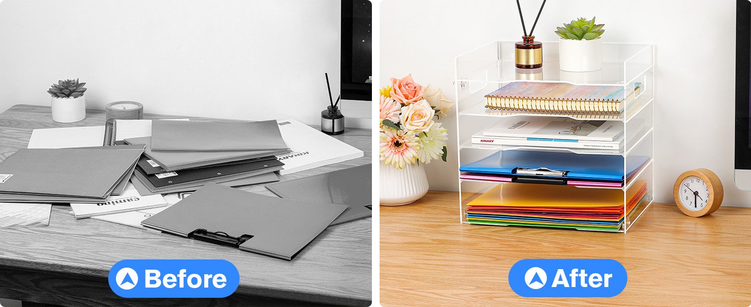oem odm maxgear 5-tier acrylic paper tray, clear desk organizer, stackable file trays for office, acrylic letter tray, paper organizer for desk, office accessories factory & wholesale supplier
