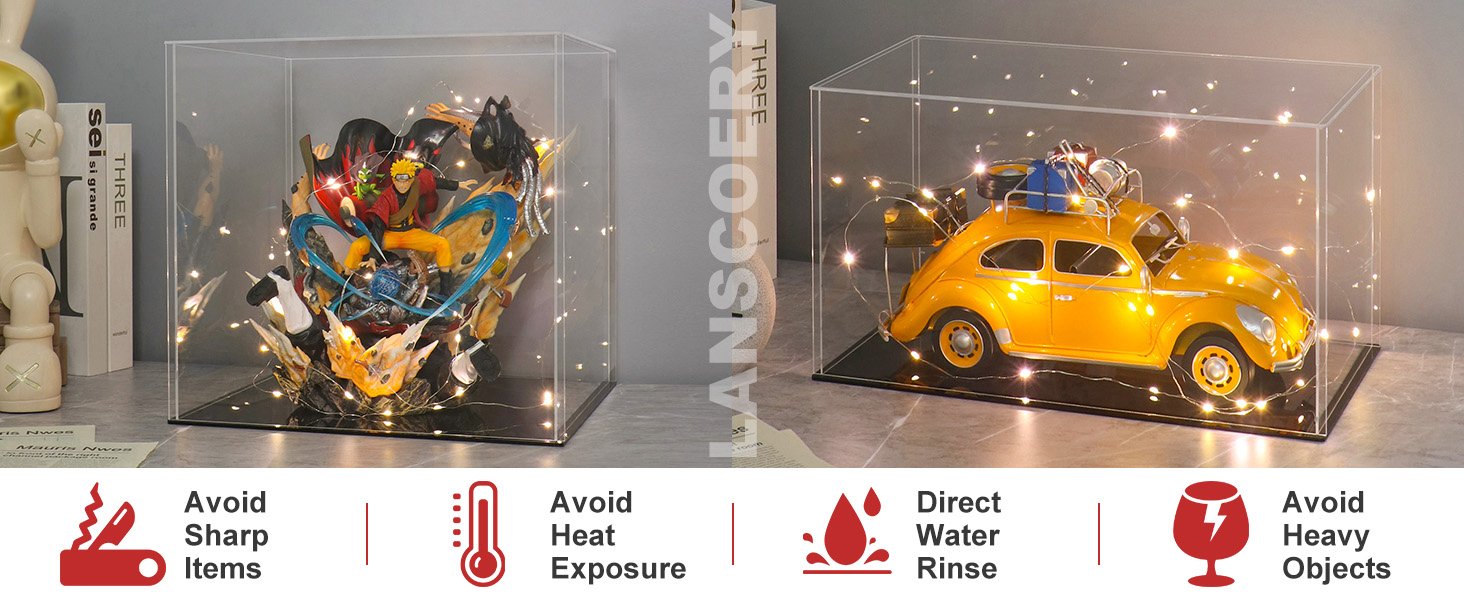 oem odm lanscoery acrylic display case, assemble small showcase display box for collectibles, with dustproof & seamless display design, suitable for baseball 4x4x4inch black base factory & wholesale supplier