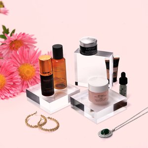 wholesale hacaroa 6 pieces acrylic square display block, 3 x 3 x 1 inches clear polished acrylic cube risers, solid jewelry display pedestal stand showcase holder base for ring, perfume, photography props factory & supplier oem odm