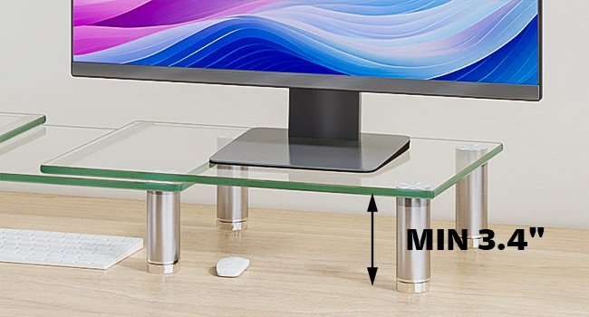 oem odm hemudu dual monitor stand -adjustable length and angle dual monitor riser, desktop organizer for pc, computer, laptop (clear) factory & wholesale supplier