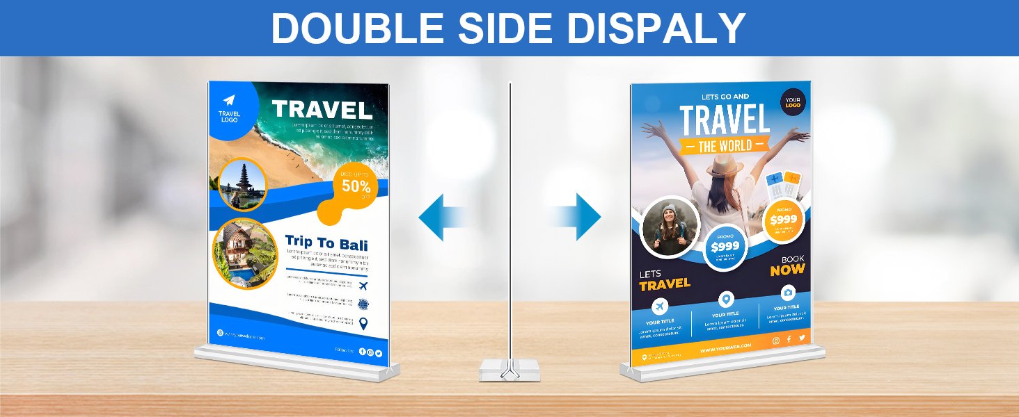 wholesale acrylic sign holder 8.5 x 11,10 pack clear sign holder double sided table menu vertical desktop display stand paper flyer holder tabletop sign holder suitable for restaurants, office, store, hotels factory & supplier oem odm