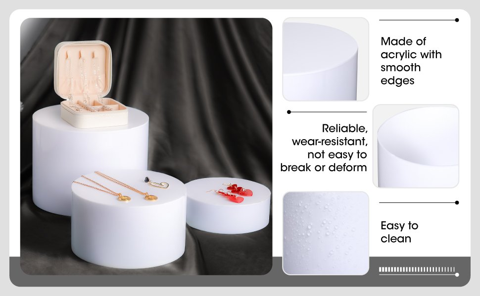 oem odm weysat acrylic risers for display round cake dessert stand, food risers cylinder nesting with hollow bottom for wedding parties brunch jewelry show, 3 sizes, 6