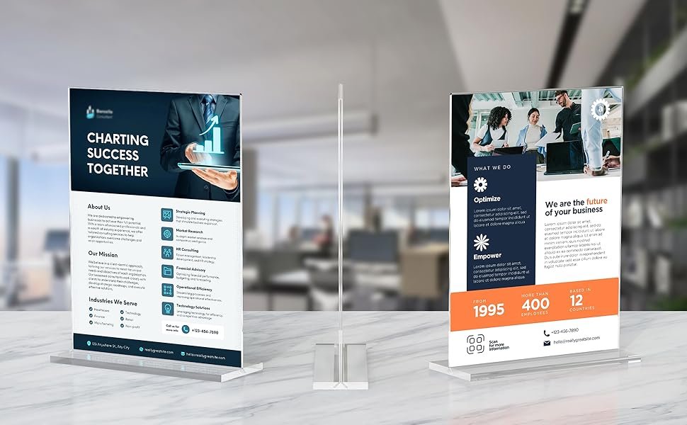 wholesale 3 pack acrylic sign holder 8.5 x 11 inches, clear menu stand, vertical flyer display, table paper holder, desk brochure, plastic sign display for restaurants, office, store factory & supplier oem odm
