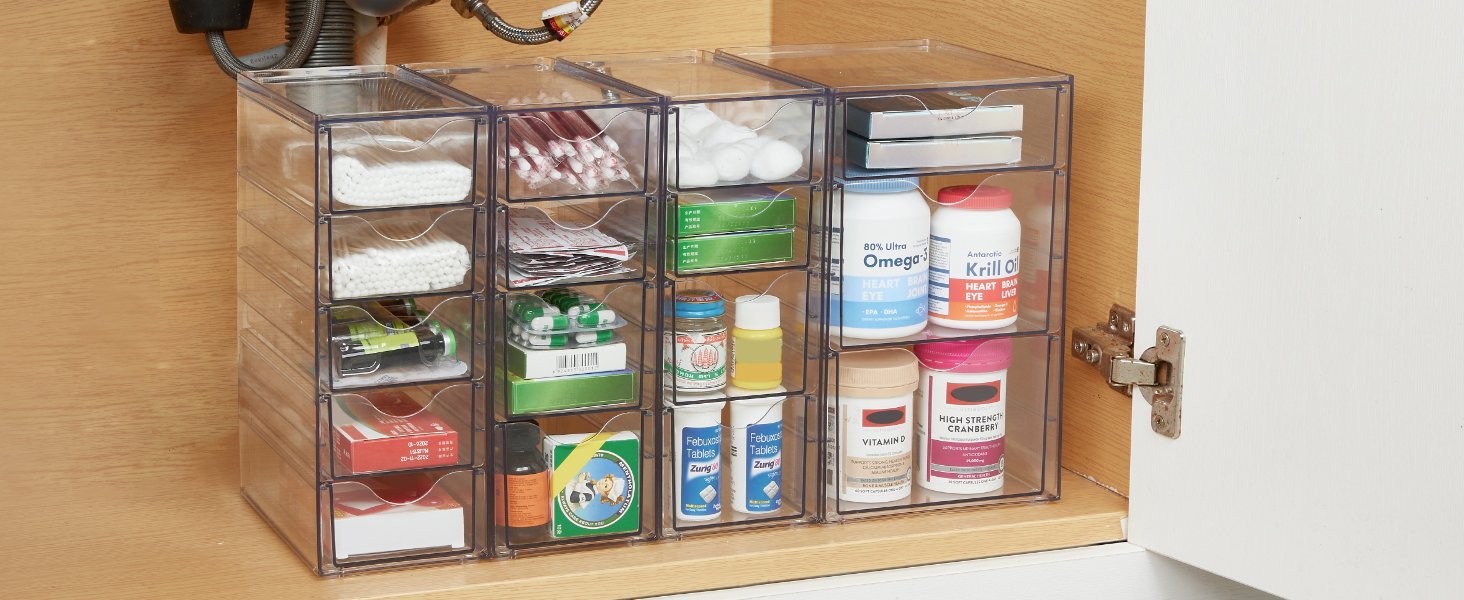 oem odm vtopmart acrylic organizer with 16 drawers (4 set),clear storage drawers for office supplies,desk organization and storage for makeup,jewelry,art crafts factory & wholesale supplier