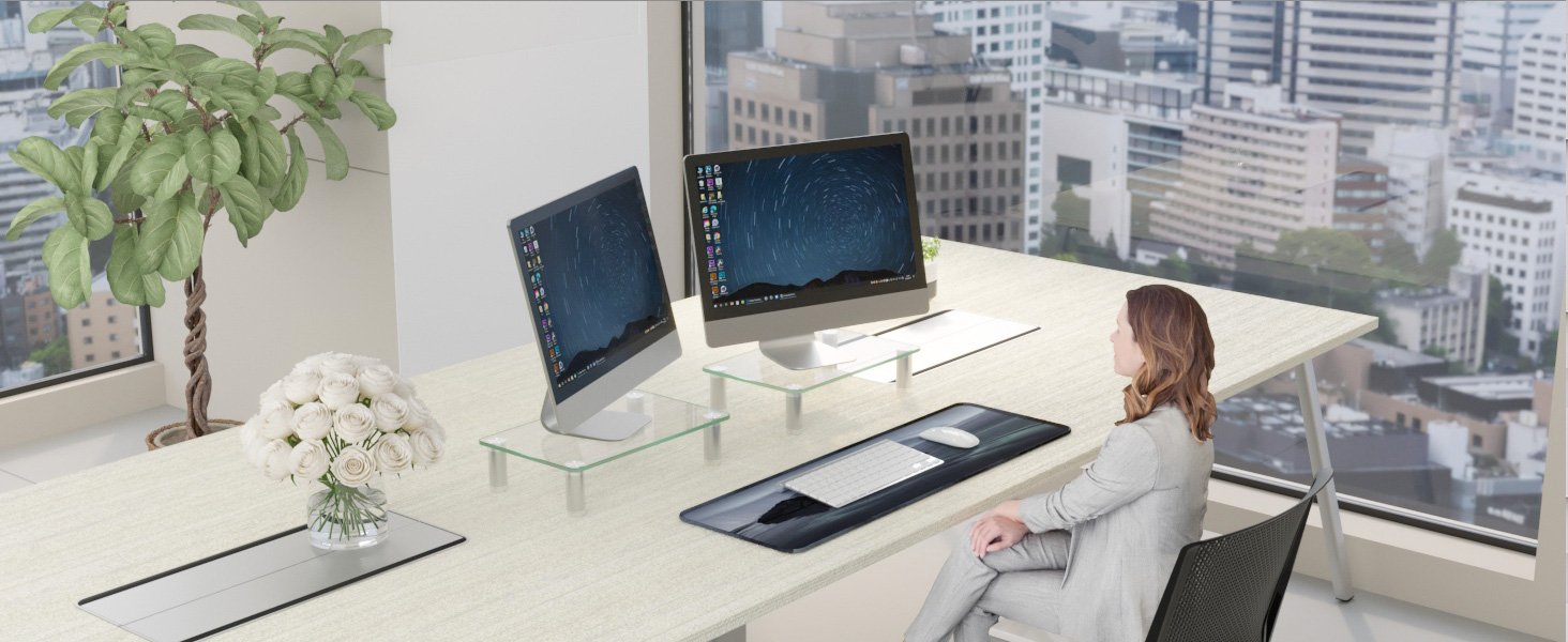 oem odm 2 pack computer monitor riser with height adjustable multi media desktop stand for flat screen lcd led tv, laptop/notebook/xbox one factory & wholesale supplier