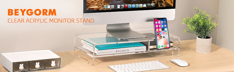 oem odm beygorm acrylic monitor stand riser, wide 20