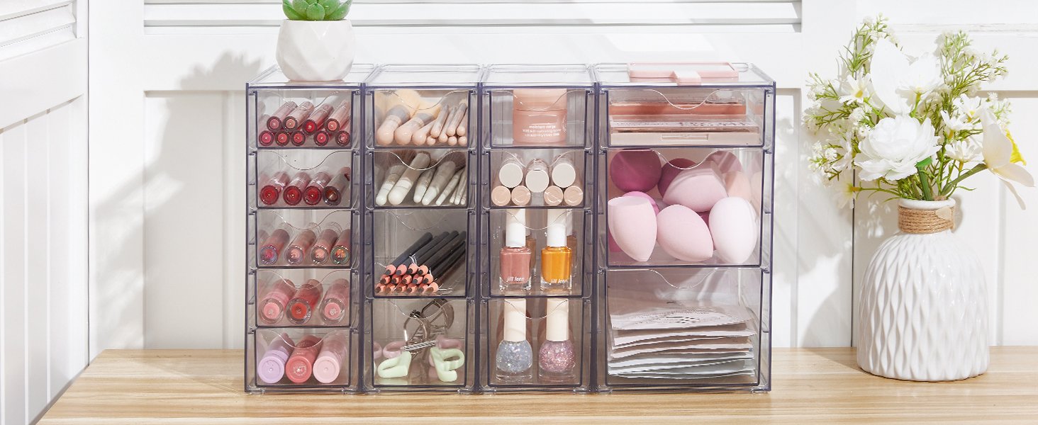 oem odm vtopmart acrylic organizer with 16 drawers (4 set),clear storage drawers for office supplies,desk organization and storage for makeup,jewelry,art crafts factory & wholesale supplier