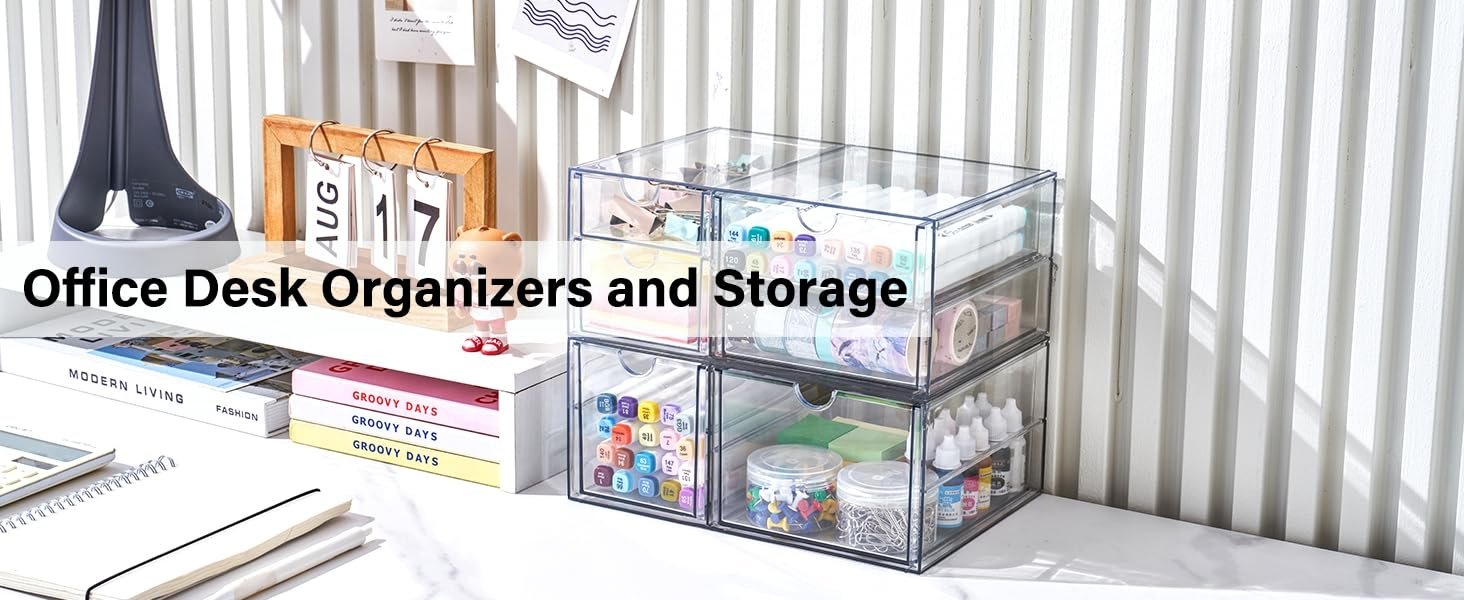 oem odm prsildan acrylic drawer makeup organizer with 6 drawers, set of 2 office desk organizers accessories, clear stackable storage drawers for vanity, countertop, craft, jewelry, art supply organization factory & wholesale supplier