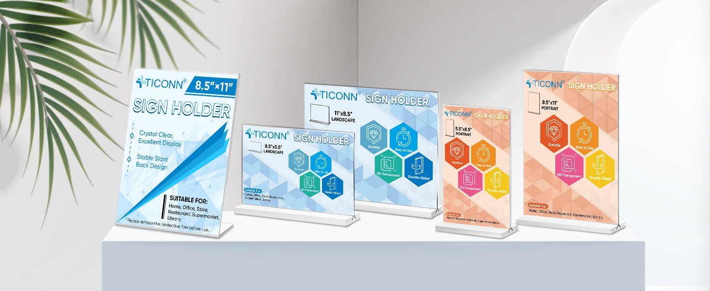 wholesale ticonn 8.5 x 11 acrylic sign holder, l shape clear sign stand for displaying, plastic paper holder for office, store, restaurant (vertical 3 pack) factory & supplier oem odm