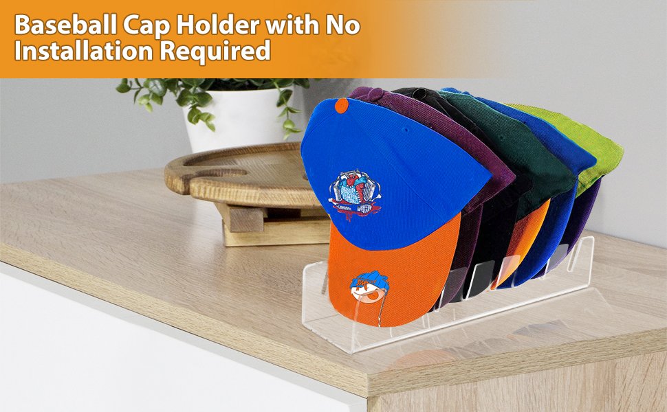 oem odm 2pcs hat stand for baseball caps, no install acrylic hat organizer for 14 baseball caps, hat racks for baseball caps display hat holder for bedroom factory & wholesale supplier