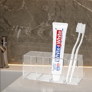 oem odm qpey acrylic pen holder 4 compartments,clear pen holder organizer makeup brush holder for office desk accessories,cosmetic brush storage box,dorm,bathroom,kitchen (clear) factory & wholesale supplier