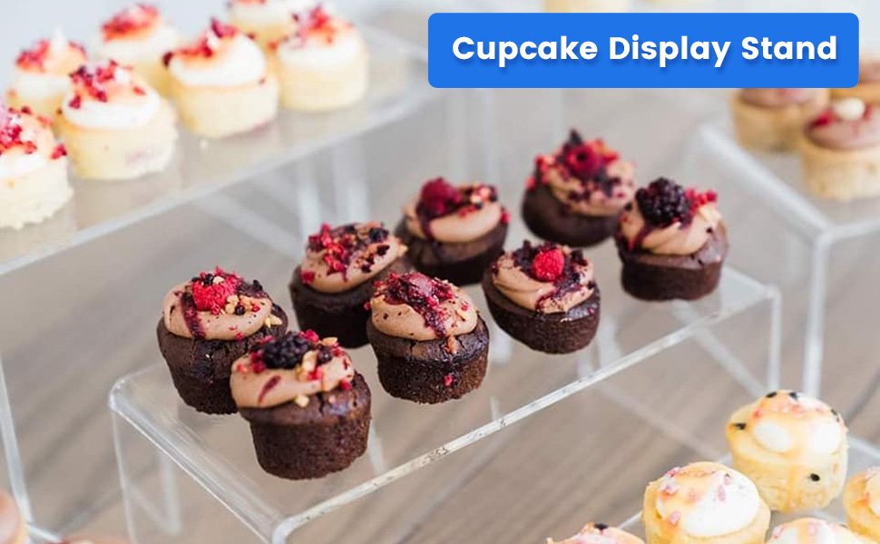 oem odm albumgit 8 pcs 2 set (3”l, 4”l, 5”l, 6”l) small acrylic risers, 4mm thick clear acrylic display stand, rectangular desktop showcase collectibles for funko pop figures, cupcake, dessert, perfume factory & wholesale supplier