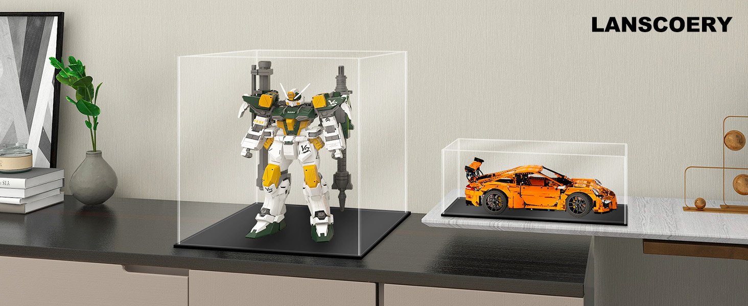 oem odm lanscoery acrylic display case, assemble small showcase display box for collectibles, with dustproof & seamless display design, suitable for baseball 4x4x4inch black base factory & wholesale supplier
