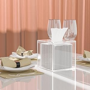 oem odm hiimiei acrylic tissue box cover 5.4x5.4x5.4'' clear tissue holder napkin dispenser for home office restaurant-clear factory & wholesale supplier