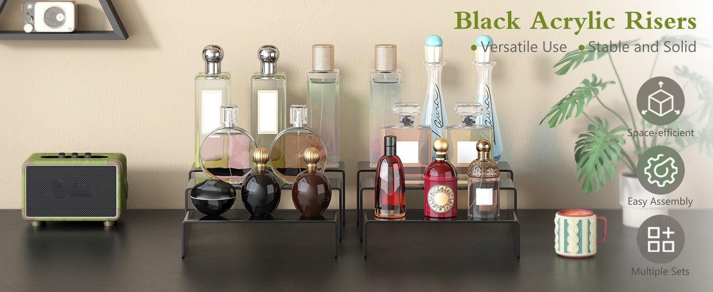 oem odm black acrylic display risers, 6 pc acrylic risers for display for food dessert cupcakes, jewellery, collectibles, puppets, anime characters, perfumes for acrylic risers factory & wholesale supplier