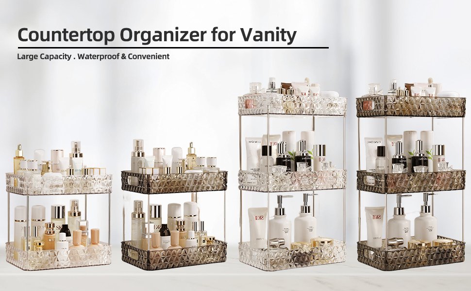 oem odm makeup organizer for vanity, high-capacity clear makeup storage perfume organizers,cosmetic display cases,bathroom countertop organizer(crystal clear, 2tier) factory & wholesale supplier
